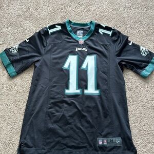 Nike Men's Black and Green Eagles Jersey